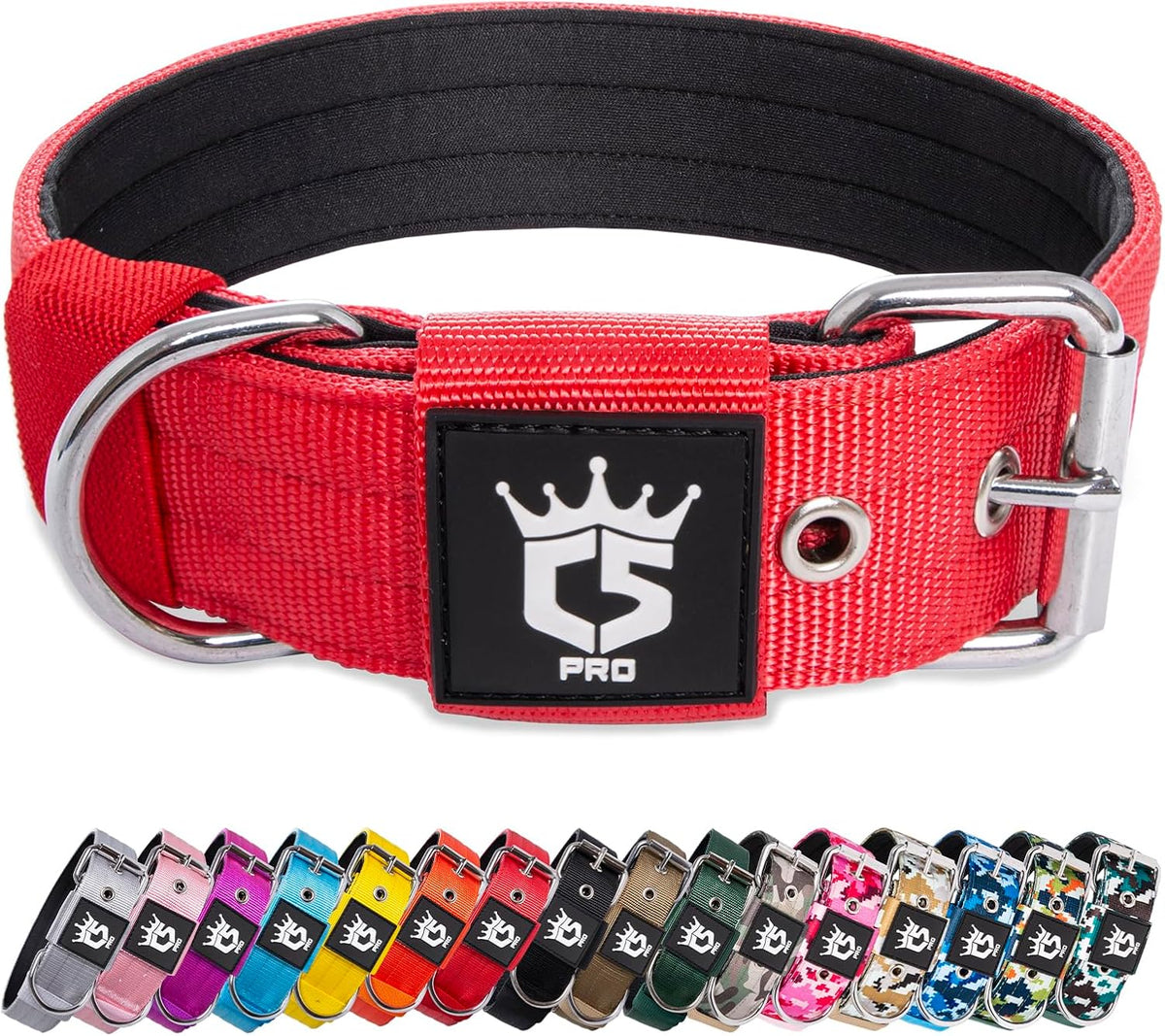 TSPRO Tactical Dog Collar 1.5 Inch Wide Thick Dog Collars with Heavy Duty Metal Buckle, Durable