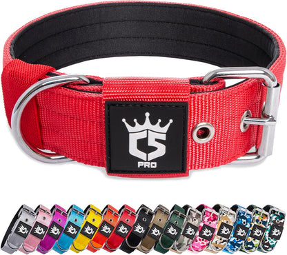 TSPRO Tactical Dog Collar 1.5 Inch Wide Thick Dog Collars with Heavy Duty Metal Buckle, Durable