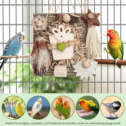 Kyouki Bird Toys, Parakeet Toys, Parrot Toy, Conure Hanging Chewable Cardboard Foraging Suitable