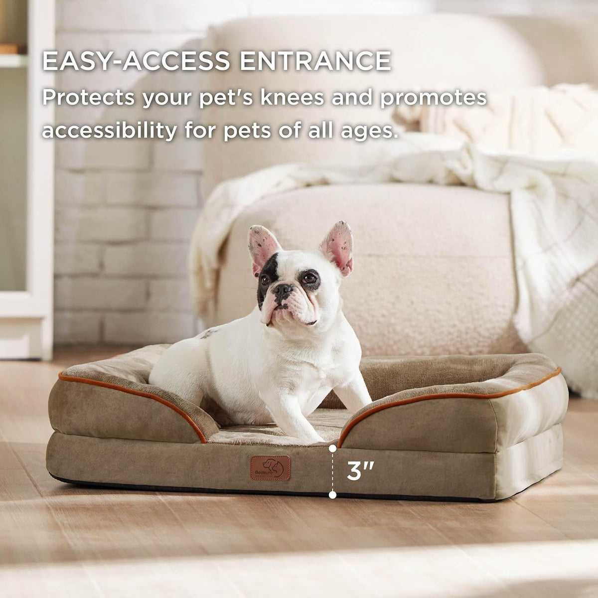 Bedsure Orthopedic Dog Bed Medium Size Dogs - Washable Medium Dog Cat Bed Waterproof, Comfort Pet