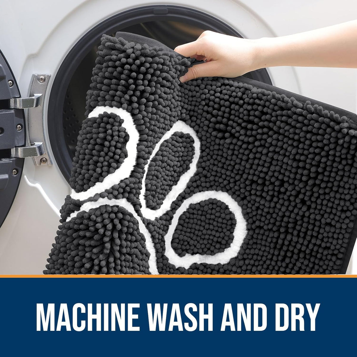 OLANLY Door Mat for Muddy Dog Paws 47x32, Ultra Absorbent Chenille Mud Doormat with Paw Print