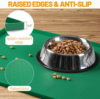 Hubulk Dog Feeding Mat,100% Waterproof Food Grade Silicone Pet Food and Water Bowl