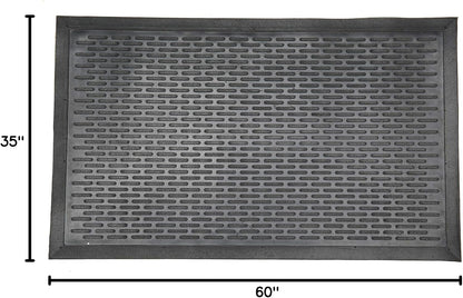 Indoor/Outdoor Hose-Wash Ribbed Design Non-Slip Rubber 3x5 Modern Area Rug for Living Room