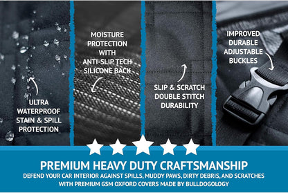 Bulldogology Front Car Seat Covers for Dogs - Heavy Duty Dog Seat Cover for Cars, Trucks, Vans, and