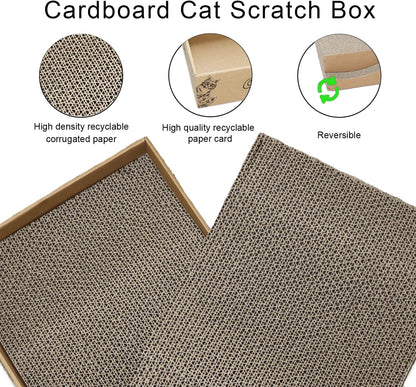 Cat Scratch Pad Cardboard Scratcher Box,2PCS in 1 Scratching Board for Indoor Cats,Reversible