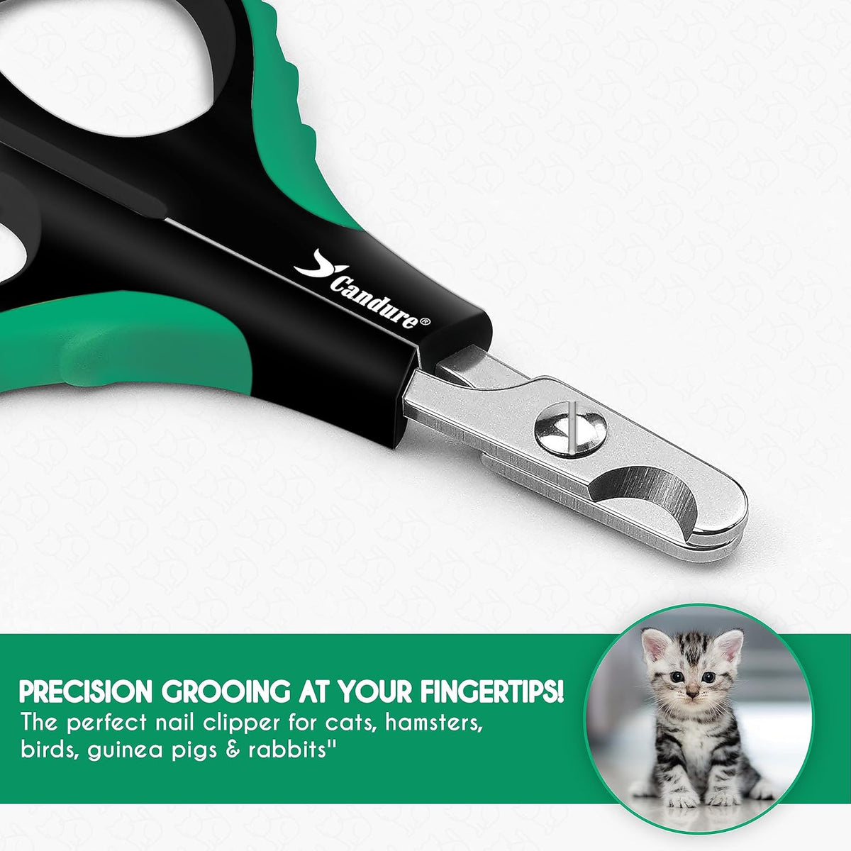 Candure Cat Nail Clippers for Cats, Rabbits, Hamsters, Birds - Stainless Steel Trimmer with Precise
