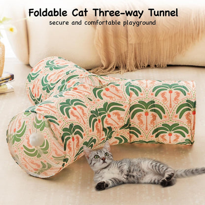 Tempcore Pet Cat Tunnel Tube Cat Toys 3 Way Collapsible, Cat Tunnels for Indoor Cats，Kitty Tunnel