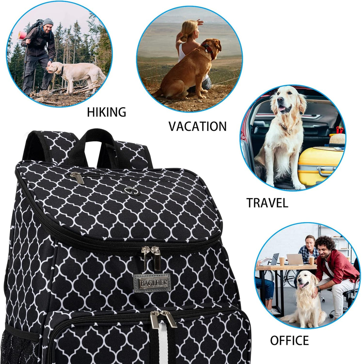 BAGLHER丨Dog Travel Bag, Airline Approved Pet Supplies Backpack, Dog Travel Backpack with 2 Silicone