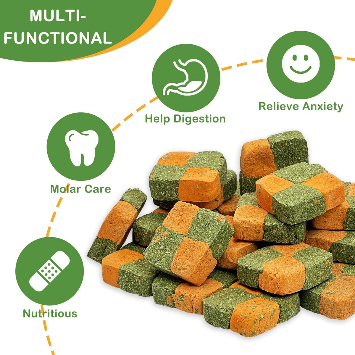 Fhiny 24 PCS Rabbit Chew Toys, Natural Timothy Hay Carrot Biscuit Handmade Bunny Molar Toys for