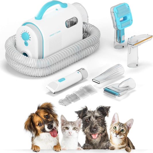 Uproot Clean Pet Groomer Vacuum Kit 7 in 1 - Cat & Dog Grooming Kit with Brush, Detangle, Deshed