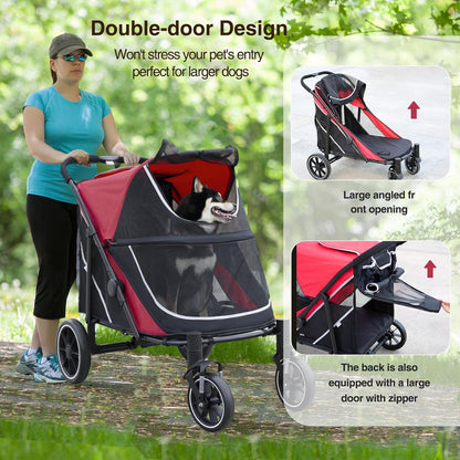 Dog Stroller for Medium/Large Dogs One-Click Folding, Extra Large Pet Stroller for 2 Dogs with