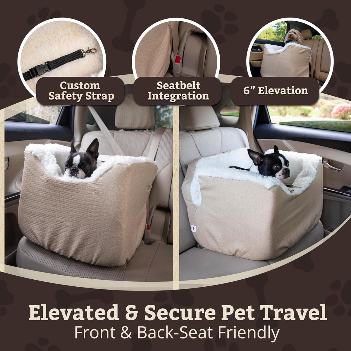Snoozer Lookout I Car Seat - Dog Car Seats for Small Dogs, Puppy Booster Bed for Small & Medium