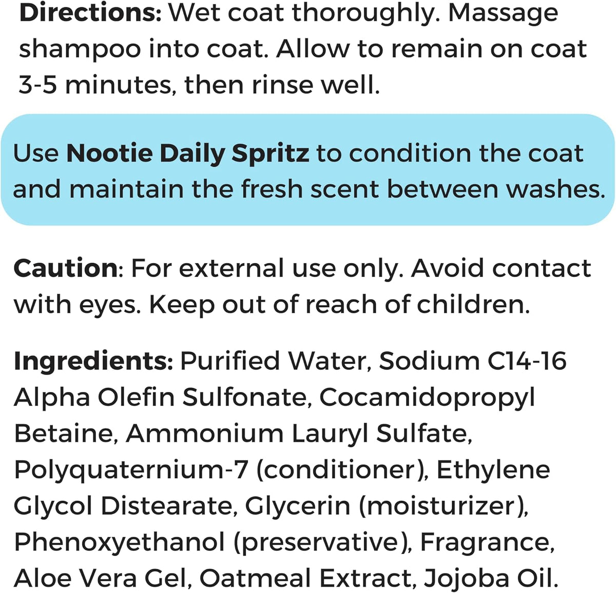 Nootie - Pet Shampoo for Sensitive Skin - Revitalizes Dry Skin & Coat - Natural Ingredients