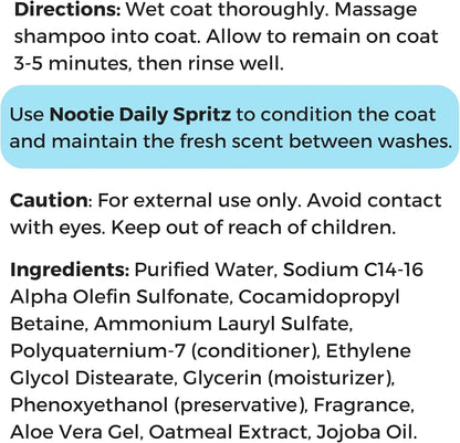 Nootie - Pet Shampoo for Sensitive Skin - Revitalizes Dry Skin & Coat - Natural Ingredients