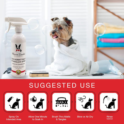 Warren London Dog Dematting & Detangling Spray | Groomer-Formulated Conditioner w/Aloe Vera &