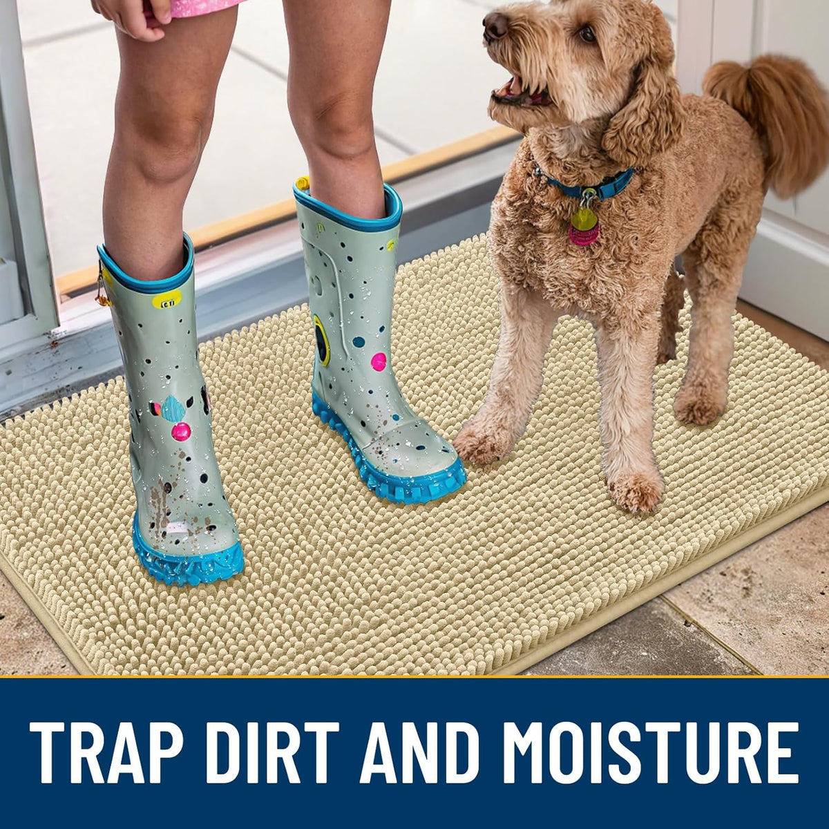 Smiry Dog Door Mat for Muddy Paws 36x24, Absorbs Moisture and Dirt Doormat, Non-Slip Washable Quick