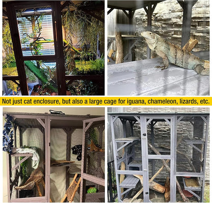 Aivituvin Catio Outdoor Cat Enclosure Large Walk in Cat Kennel Kitten Cage with Platforms and Small