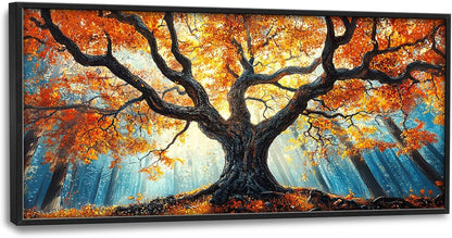 Extra Large Tree of Life Framed Wall Art for Living Room,Fall Autumn Forest Sunrise Landscape