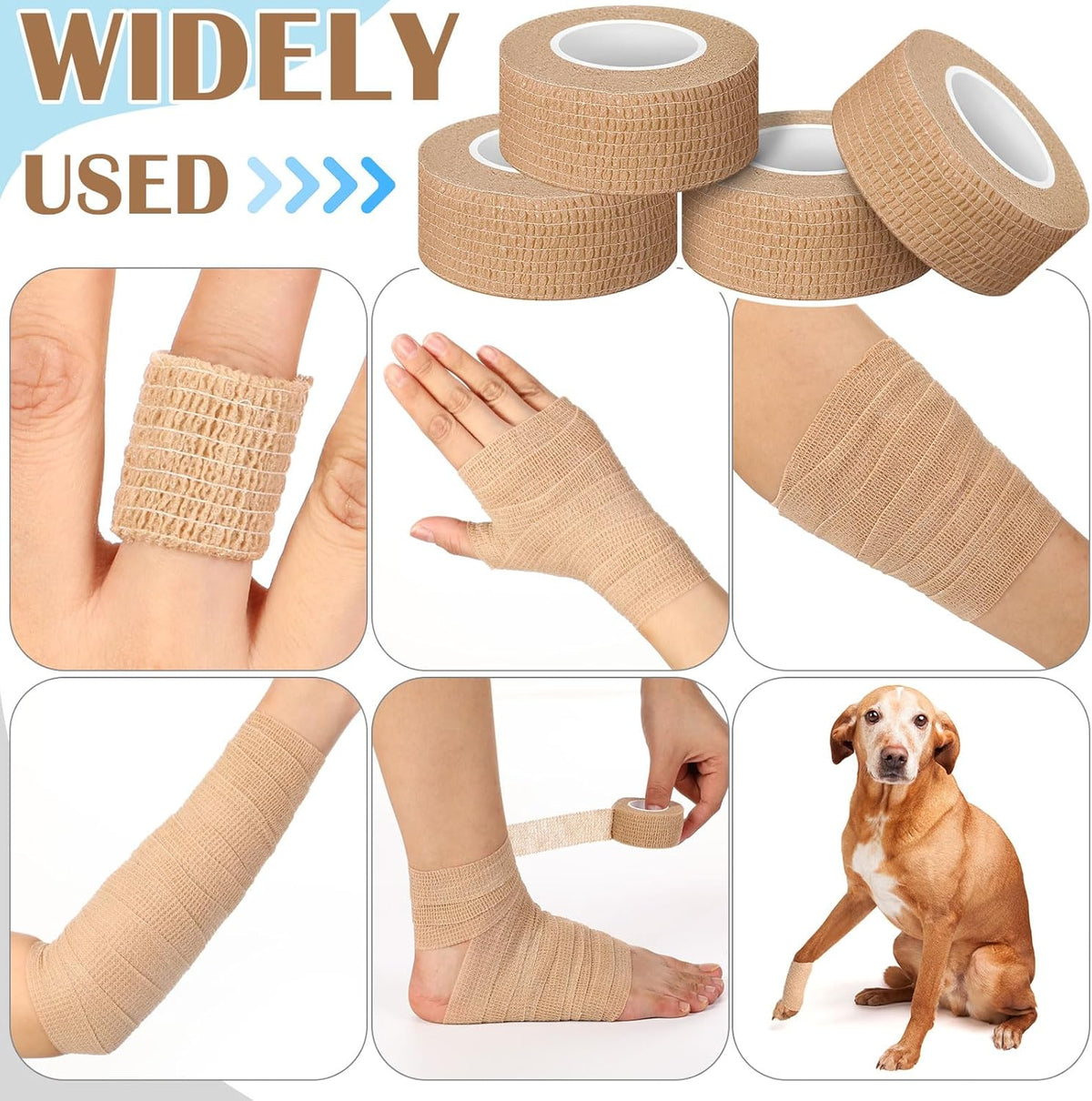 Treela 36 Pcs Self Adherent Bandage 1" X 5 Yard Wrap Breathable Cohesive Bandage Elastic Adhesive