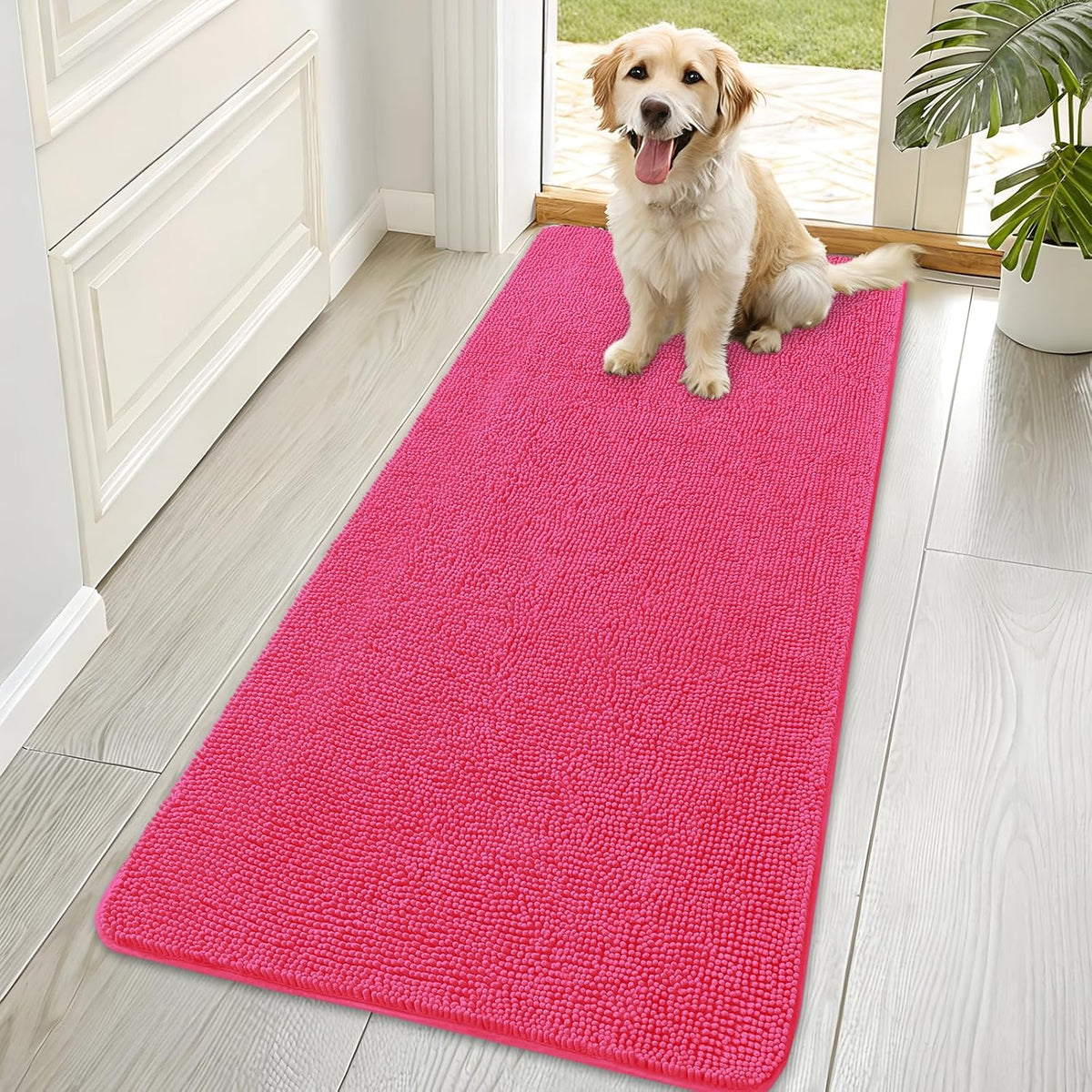 OLANLY Dog Door Mat for Muddy Paws 70x35, Absorbs Moisture and Dirt, Absorbent Non-Slip Washable