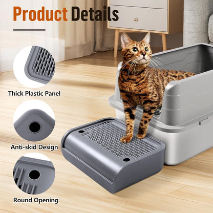 Cat Litter Box Step, Cat Litter Box Ramp Mat with Filter Function for Self-Cleaning Cat Litter Box