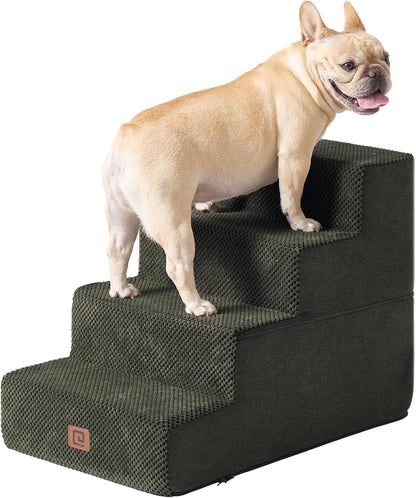 EHEYCIGA Dog Stairs for Bed 18" H, 4-Step Dog Steps for High Bed, Pet Steps for Small Dogs and