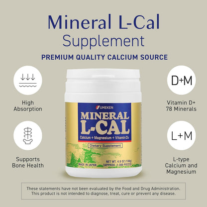 Mineral L-Cal Calcium with Vitamin D3, 4 Month Supply, Water Soluble Ball Format with Magnesium &