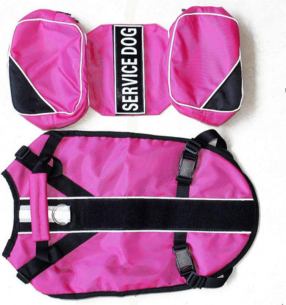 Serijoars Dog Vest Harnesses with Saddlebag Backpack for Camping & Travel - Reflective Hound Hiking