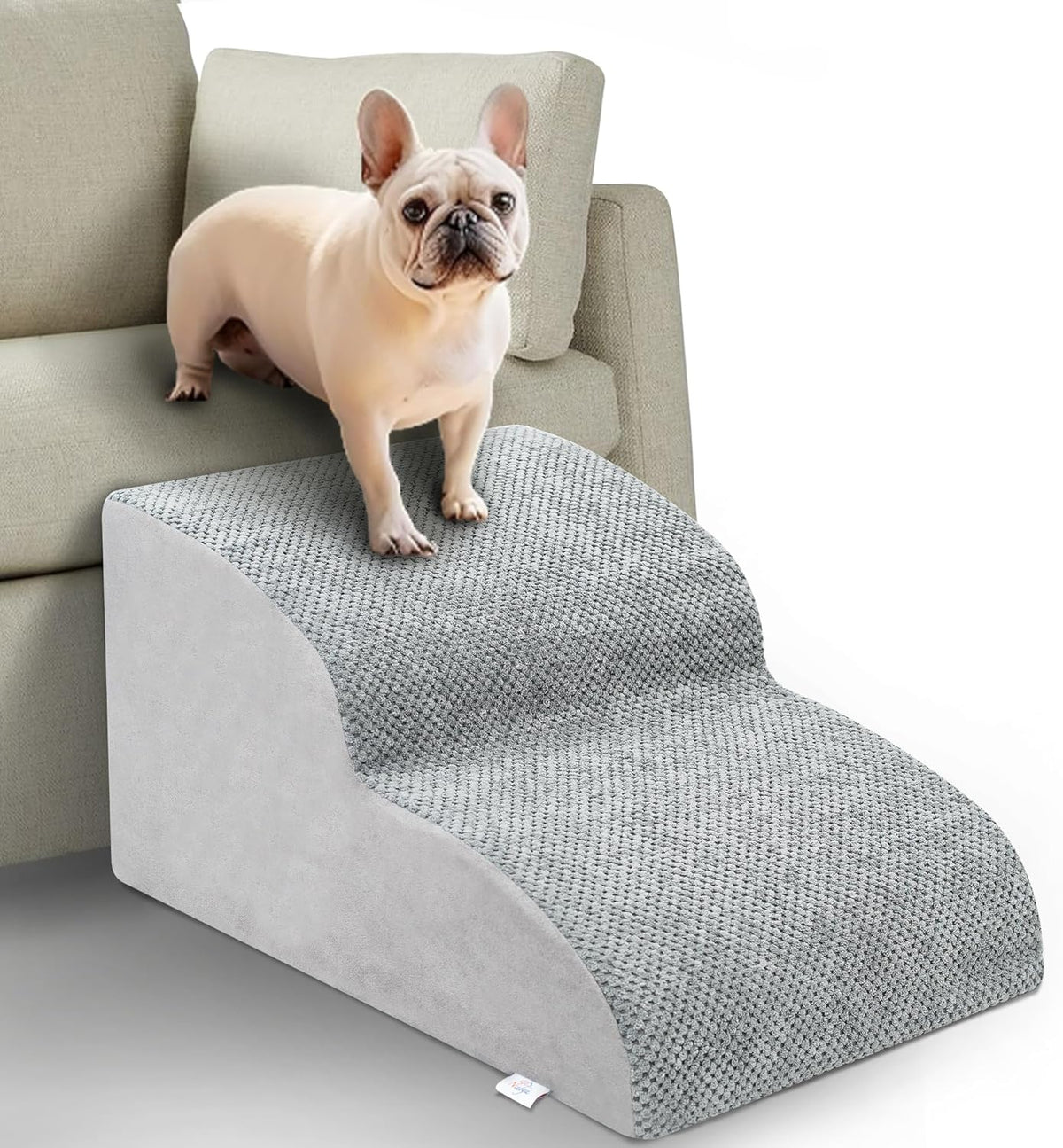 Dog Stairs for Small Dogs - High Density Foam Pet Steps, Extra Wide Dog Ramp with Non-Slip Bottom