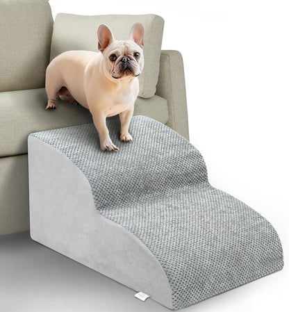 Dog Stairs for Small Dogs - High Density Foam Pet Steps, Extra Wide Dog Ramp with Non-Slip Bottom