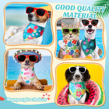 Shyyween100 Pieces Hawaii Dog Bandanas Bulk Summer Bandanas for Dogs Soft Bibs Adjustable Triangle