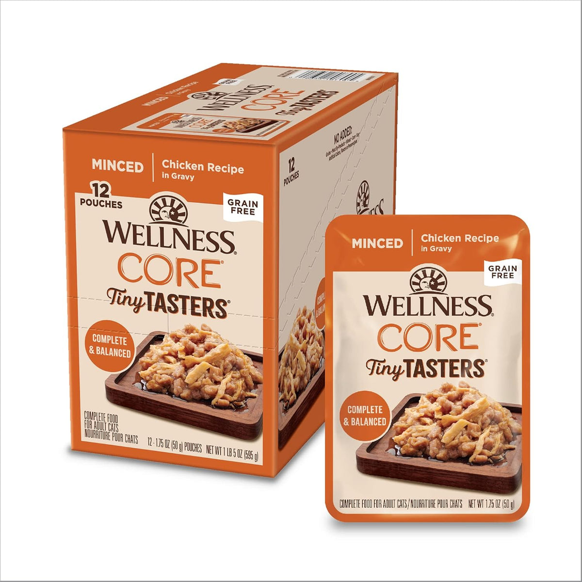 Wellness CORE Tiny Tasters Minced Adult Wet Cat Food, Natural, Protein-Rich, Grain Free, 1.75-Ounce