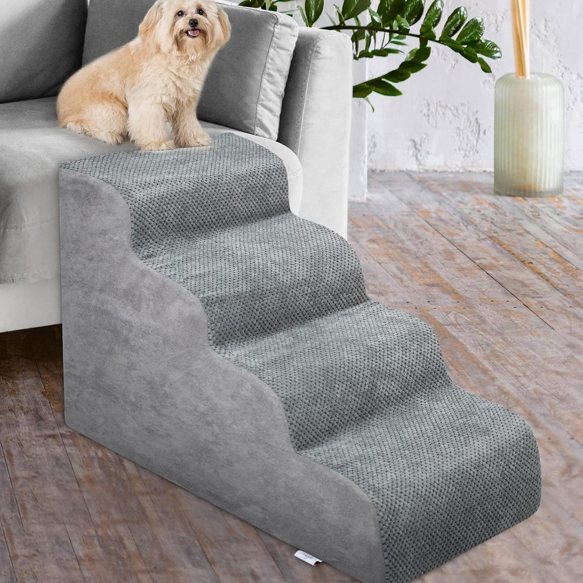 Dog Stairs for Small Dogs - High Density Foam Dog Ramp, Extra Wide Pet Steps with Non-Slip Bottom