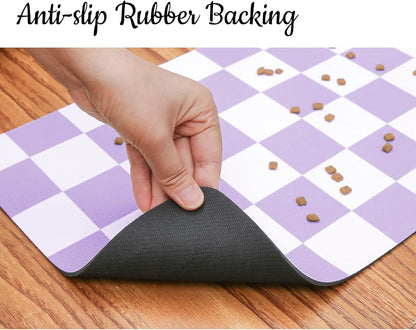 Ralxion Checkered Dog Feeding Mat, Absorbent Mats for Dog Food and Water Bowl, Dispenser, Aesthetic