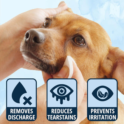 NOVEHA Cat & Dog Eye Wipes Tear Stain Remover for Discharge and Crust | White Pet Face Wipes | Easy