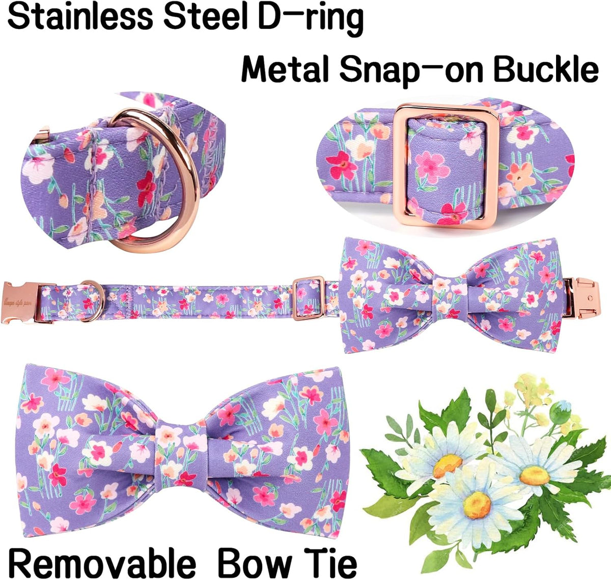Unique style paws Cartoon Dog Collar with Bow Spring Summer Collar with Mutiflower for Small Medium