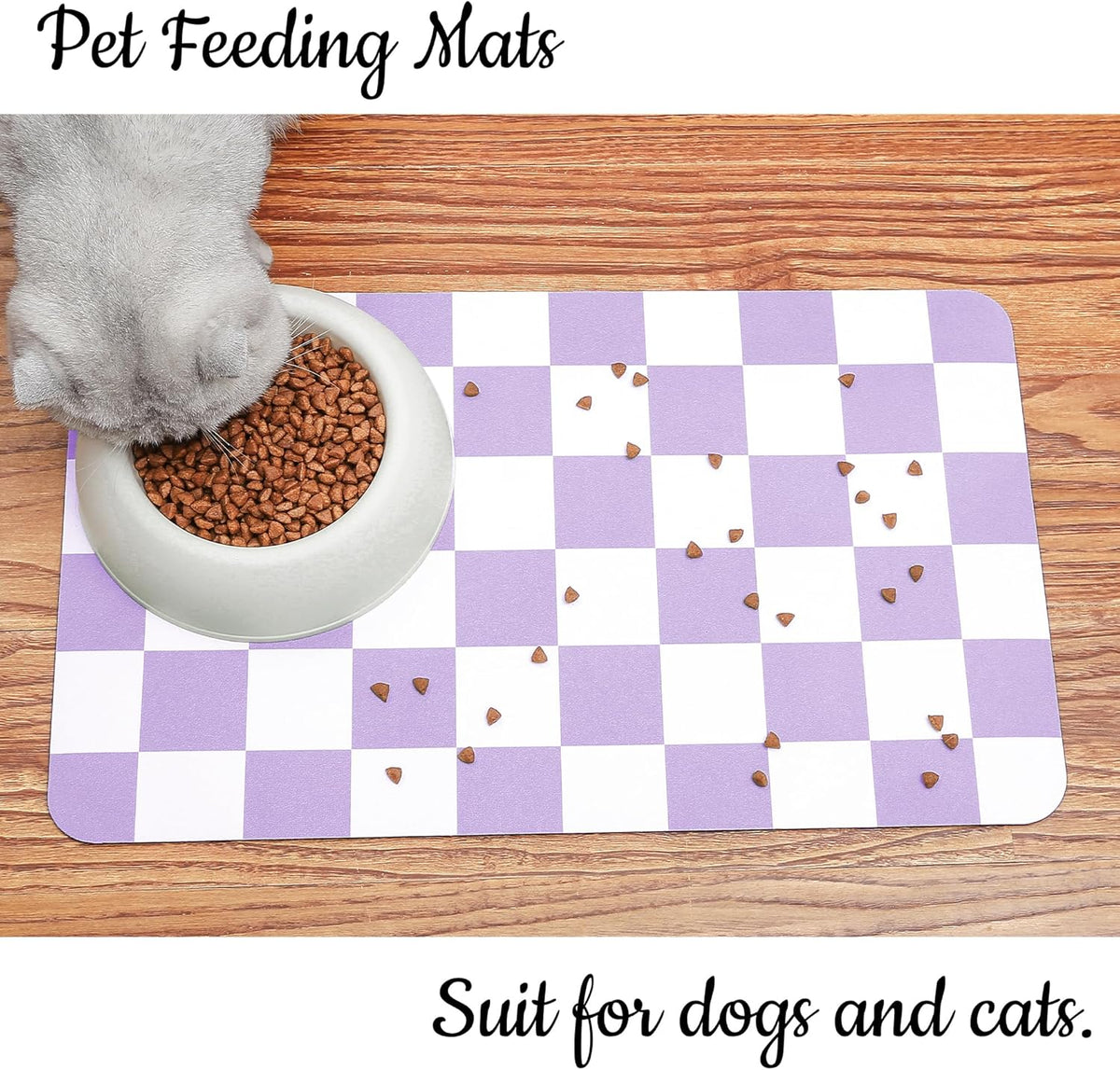 Ralxion Checkered Dog Feeding Mat, Absorbent Mats for Dog Food and Water Bowl, Dispenser, Aesthetic
