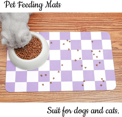 Ralxion Checkered Dog Feeding Mat, Absorbent Mats for Dog Food and Water Bowl, Dispenser, Aesthetic