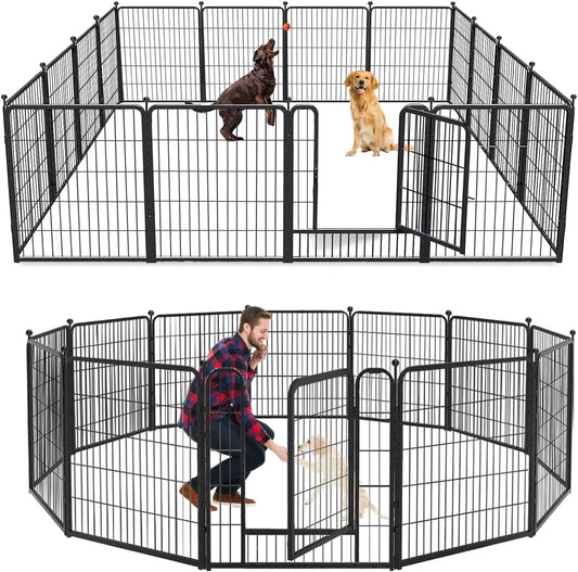Dog Playpen 32 inch 12 Panels Indoor Dog Pen for Medium/Small Dogs Heavy Duty Metal Dog Fence