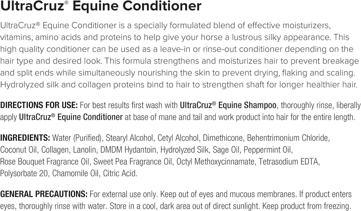 UltraCruz Equine Foaming Horse Shampoo with Travel Applicator, Conditioner and Show Polish Spray