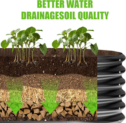 Land Guard 8×2×1.5ft Galvanized Raised Garden Bed Kit, Raised Garden Boxes Outdoor, Oval Metal