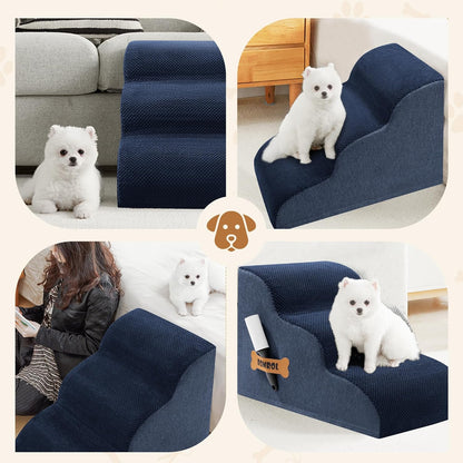 Romrol Dog Stairs Ramp for High Beds Couches, High Density Foam Pet Steps with Durable Non-Slip