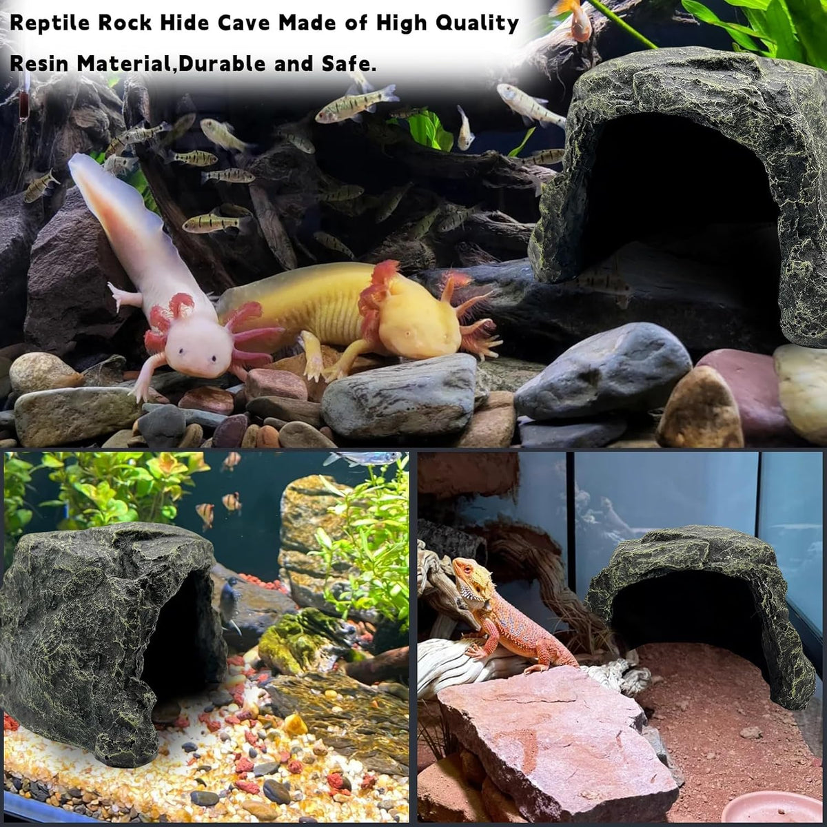 BNOSDM Reptile Hideout,Large Tortoise Hide Cave,Resin Rock,Bearded Dragon Hideaway,Turtle Basking
