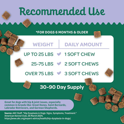 Wholesome Pride Hip & Joint Supplement for Dogs – 90 Soft Chews – Glucosamine, Chondroitin, MSM &