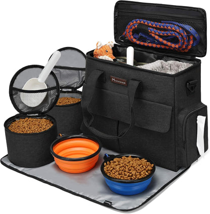 Dog Travel Bag by Modoker - Dog Travel Kit for a Weekend Away Set Includes Pet Travel Bag Organizer
