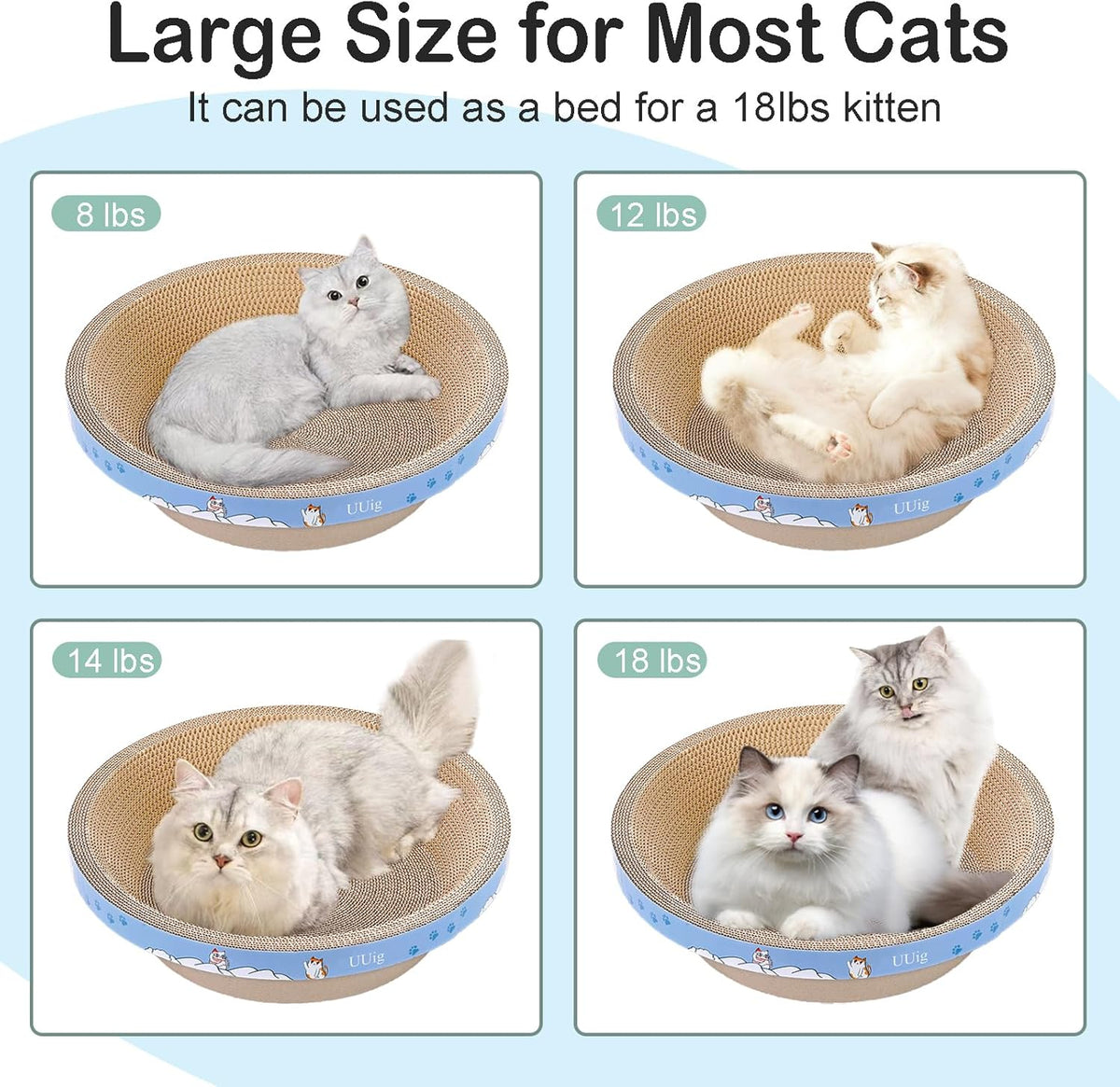 Cat Scratcher, 17.7x17.7 inches Cardboard Cat Scratchers for Indoor Cats, Large Cat Scratching