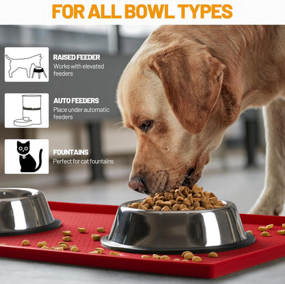 Hubulk Dog Feeding Mat,100% Waterproof Food Grade Silicone Pet Food and Water Bowl