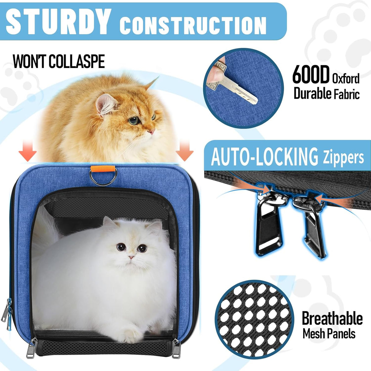 Pet Carrier Large Cats 20 lbs Top Load/Soft Sided Small Dog Travel Carriers/Collapsible Carrier Bag