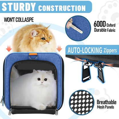 Pet Carrier Large Cats 20 lbs Top Load/Soft Sided Small Dog Travel Carriers/Collapsible Carrier Bag