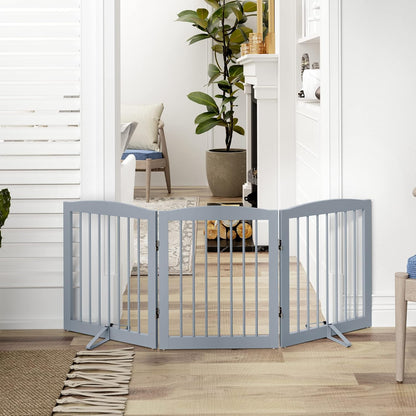Freestanding Pet Gate for Dogs, Foldable Wooden Dog Gate for House, Indoor Dog Gate for Doorways